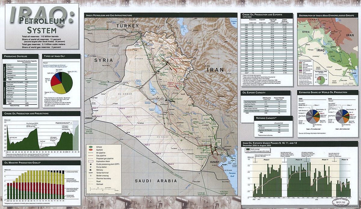 Irak'ın petrol ve doğalgaz altyapısını gösteren harita